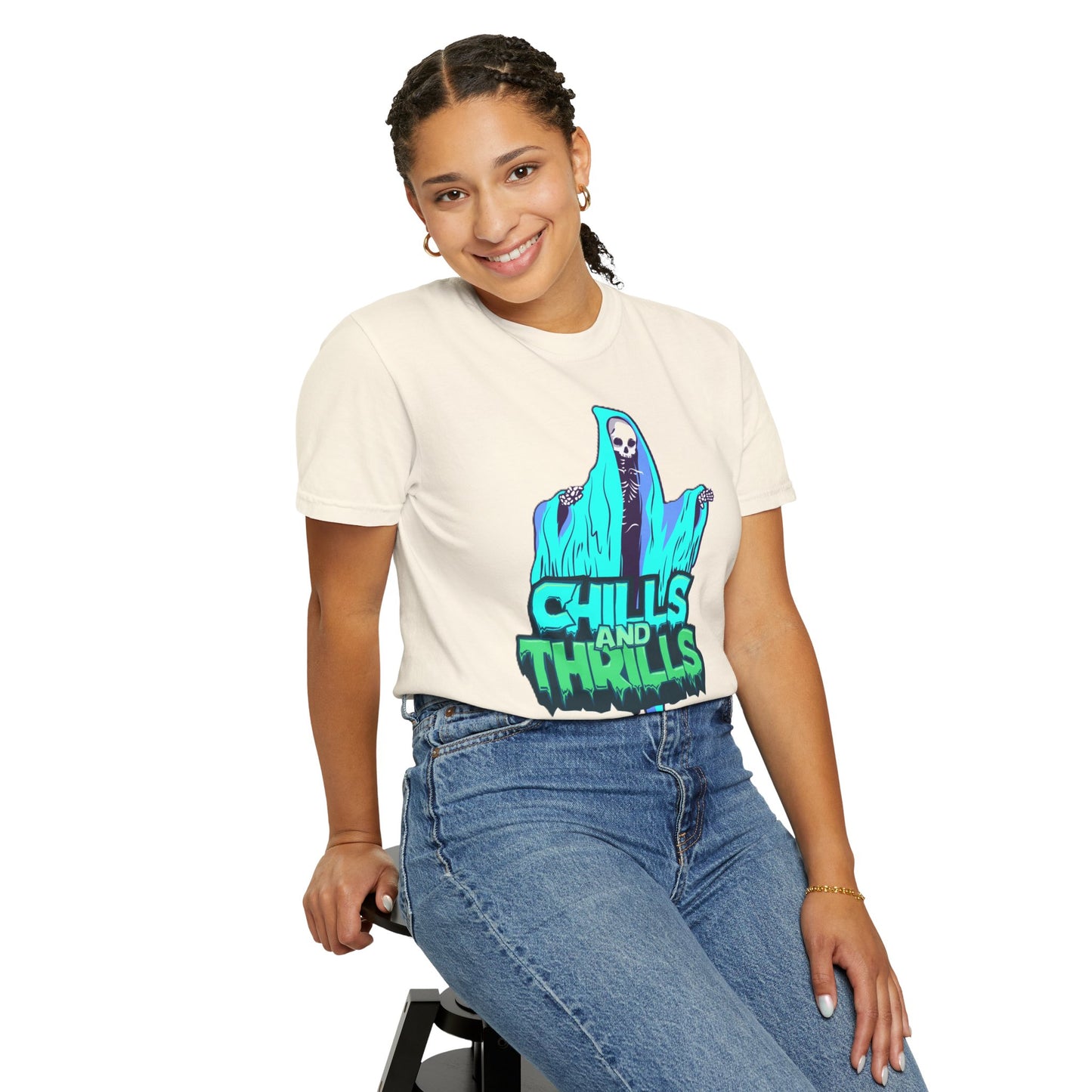 Chills and Thrills Graphic T-Shirt, Halloween Shirt, Unisex Tee, Spooky Shirt, Casual Wear, Perfect for Fall Celebrations