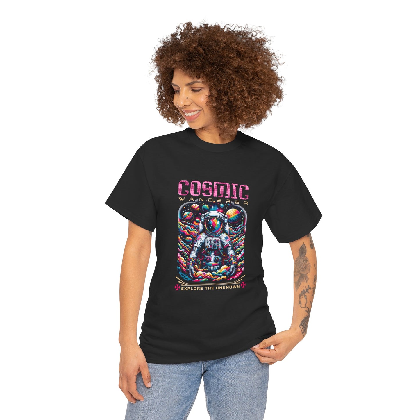 Cosmic Voyager Tee, Explore the Unknown Graphic T-Shirt, Space Theme Apparel, Unisex Cotton Tee, Gift for Space Lovers, Unique Casual Wear