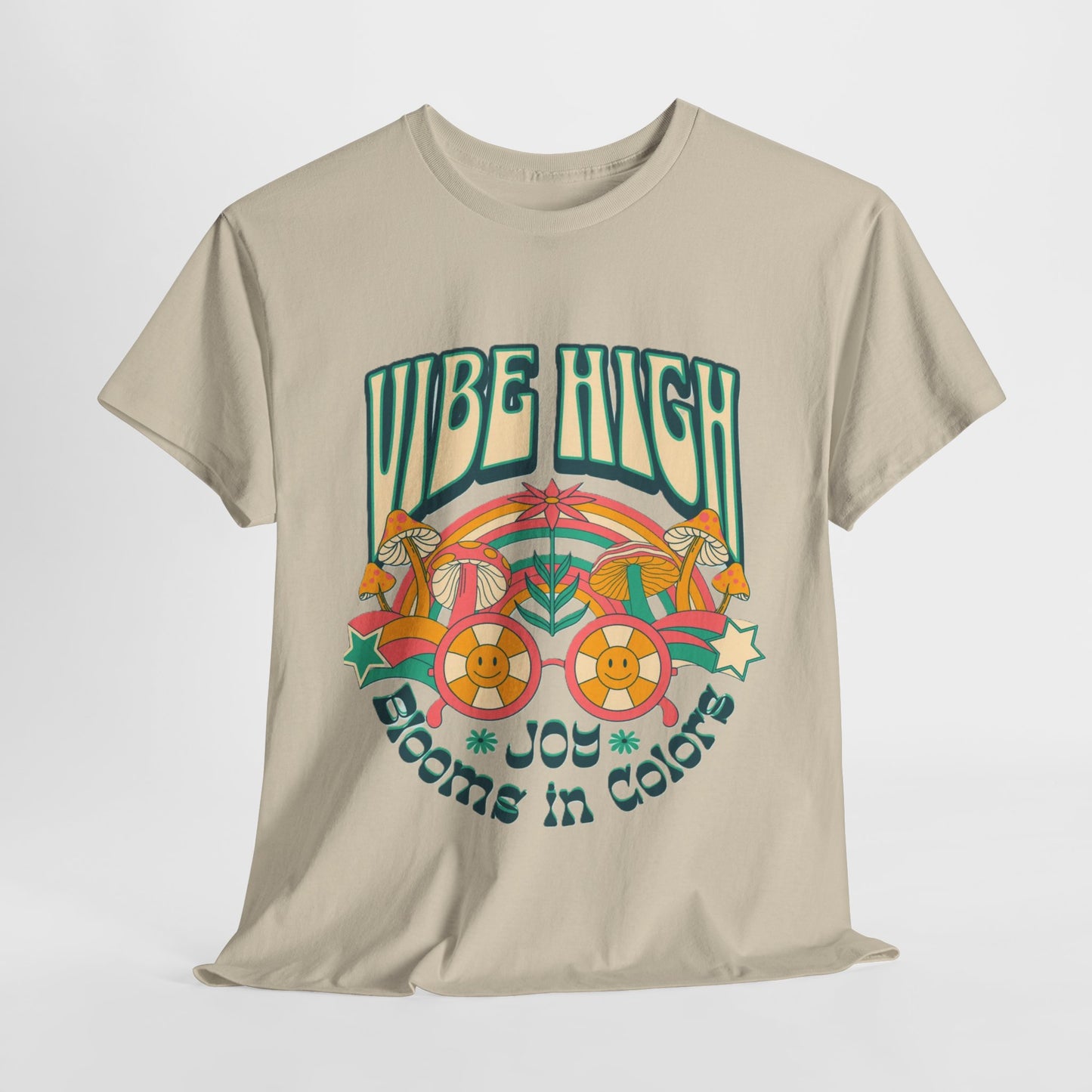 Vibe High women's Heavy Cotton Tee | Retro Graphic Tee for Music Lovers, Festival Wear, Casual Outfits, Gift Idea