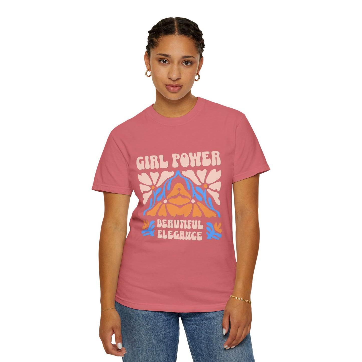 Girl Power Garment-Dyed T-Shirt, Feminist Apparel, Unique Gift for Women, Comfortable Everyday Wear, Trendy Casual Style