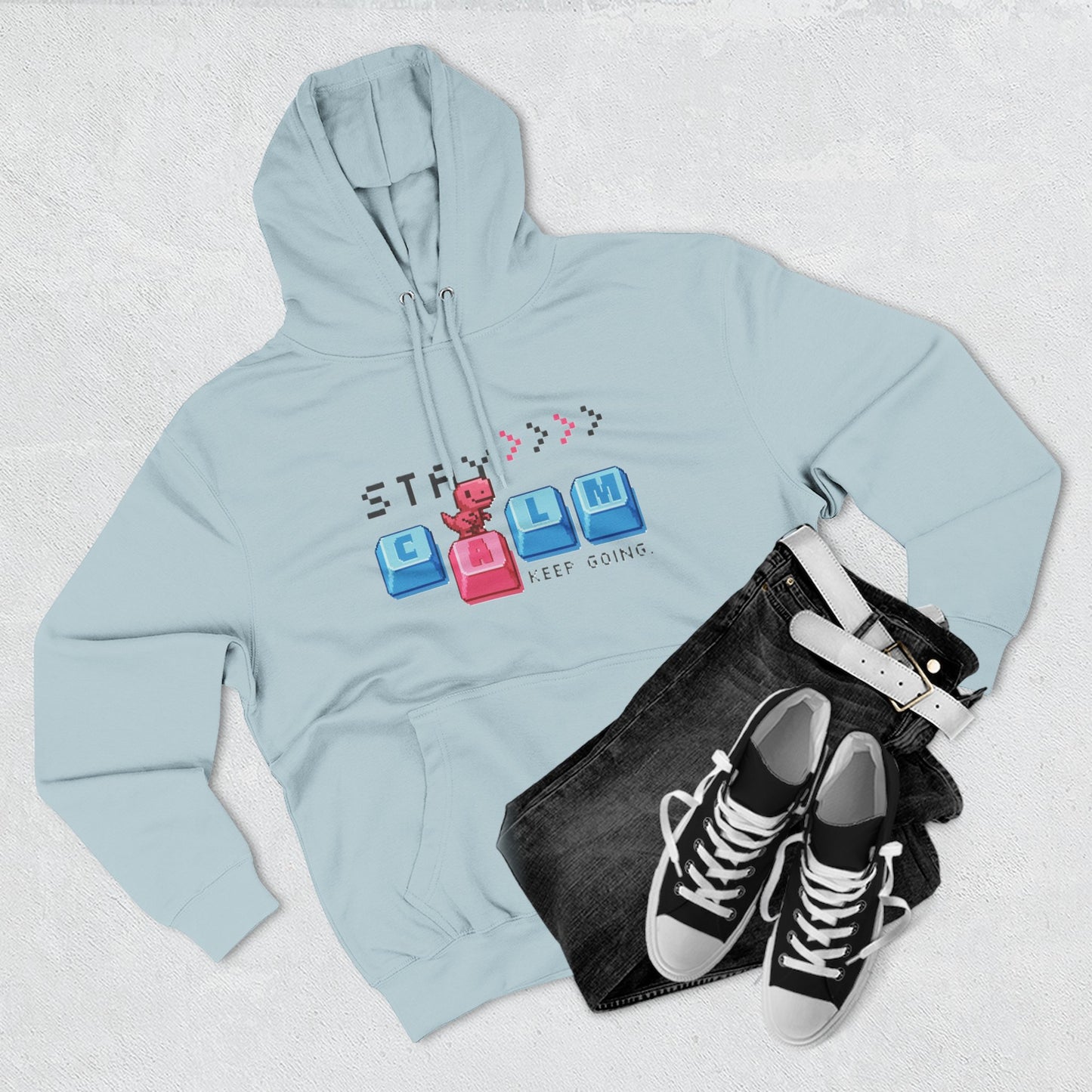 Stay Calm Fleece Hoodie, Cozy Sweatshirt for Relaxation, Gifts for Him/Her, Motivational Apparel, Perfect for Fall/Winter