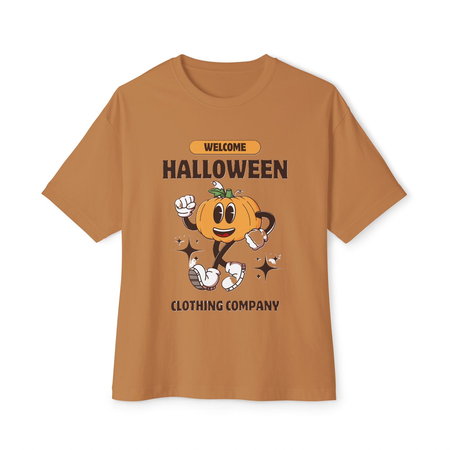 Welcome Halloween Unisex Oversized Boxy Tee | Cute Pumpkin Tee, Fall Apparel, Halloween Party Shirt, Cozy Graphic Tee
