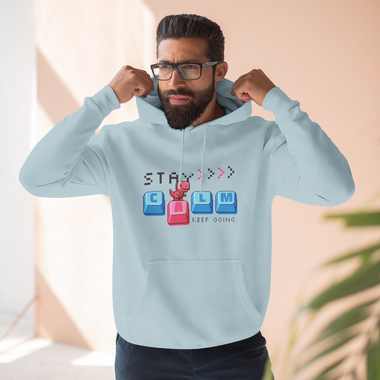 Stay Calm Fleece Hoodie, Cozy Sweatshirt for Relaxation, Gifts for Him/Her, Motivational Apparel, Perfect for Fall/Winter