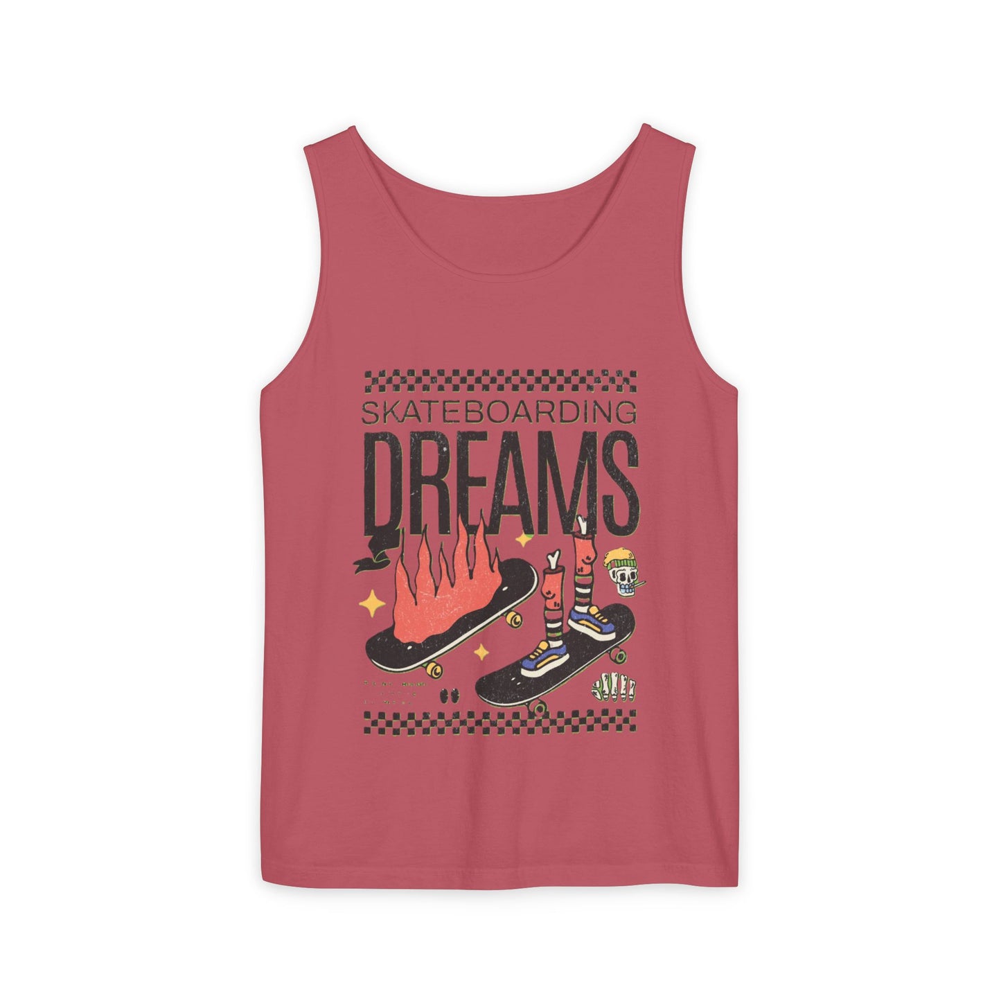 Skateboarding Dreams Tank Top, Unisex Summer Top, Skateboarder Gift, Beach Wear, Casual Outfit, Skate Culture Apparel