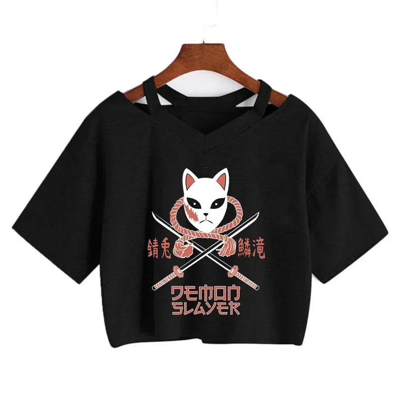 Demon Slayer T Shirt Nezuko Tshirt Women Kimetsu No Yaiba Crop Top