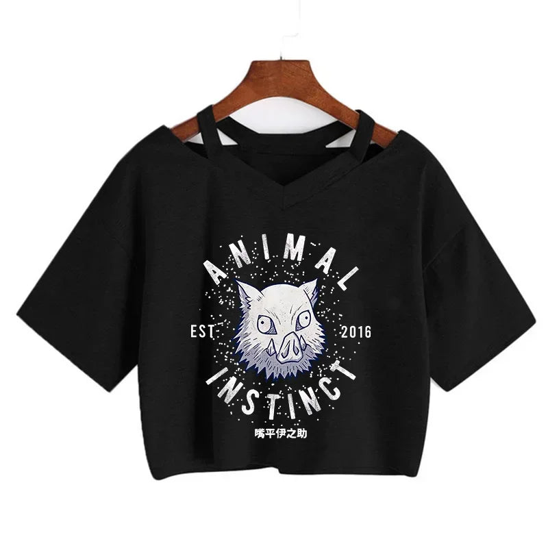 Demon Slayer T Shirt Nezuko Tshirt Women Kimetsu No Yaiba Crop Top