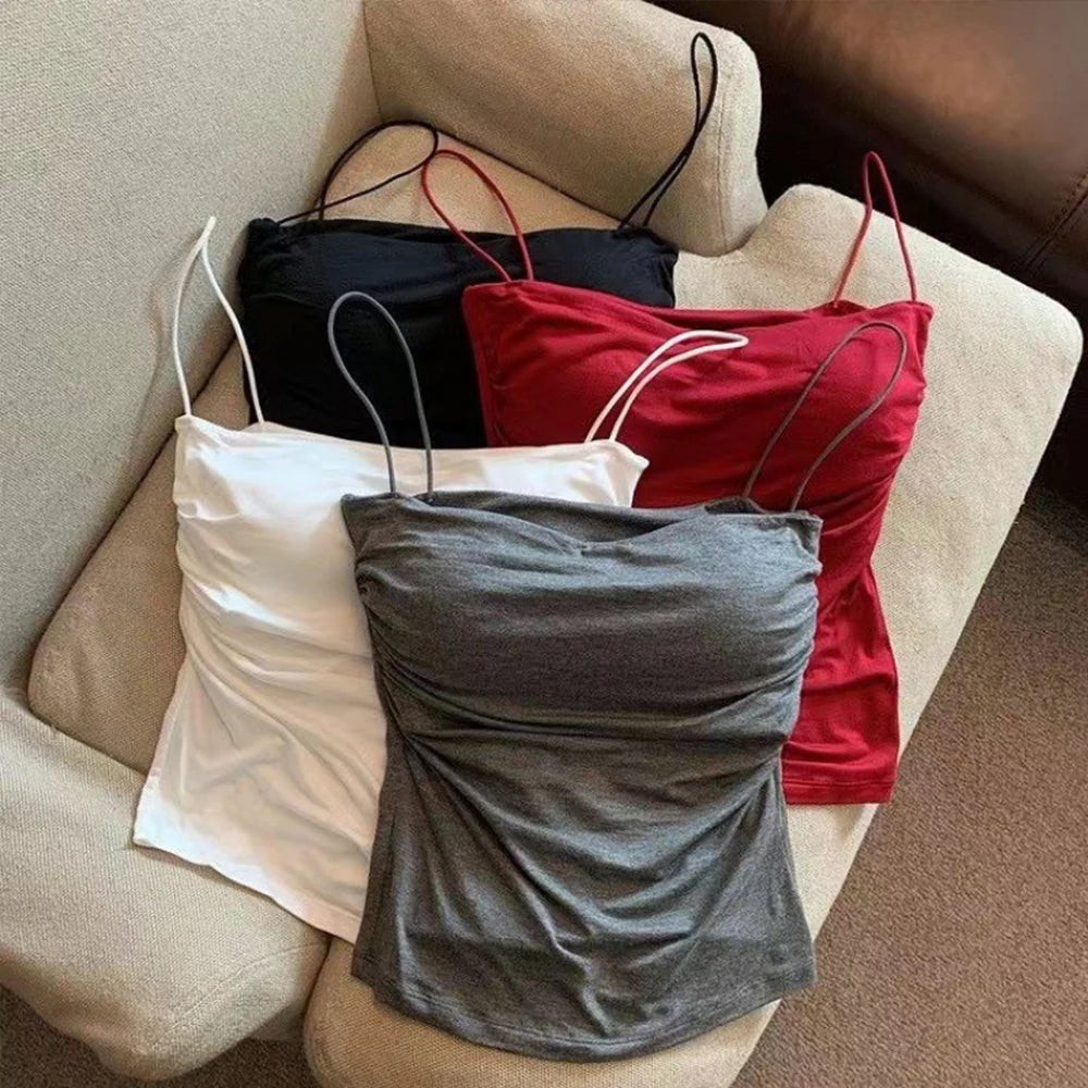Summer Tank Tops Women With Built In Bra Spaghetti Strap Tanks