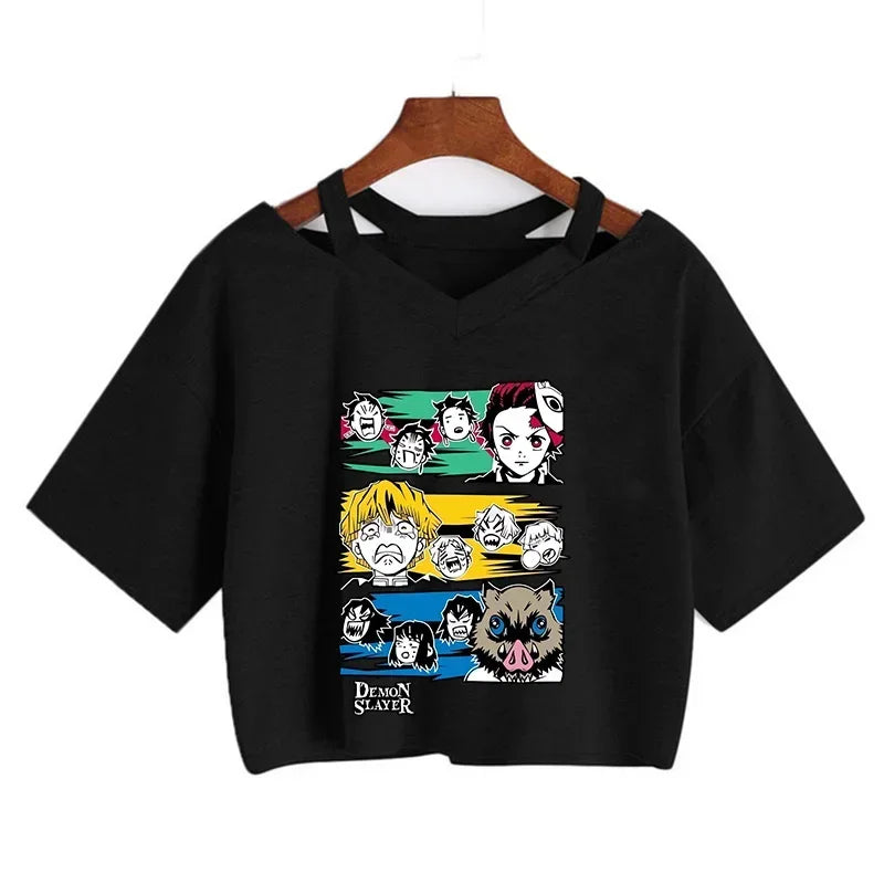 Demon Slayer T Shirt Nezuko Tshirt Women Kimetsu No Yaiba Crop Top
