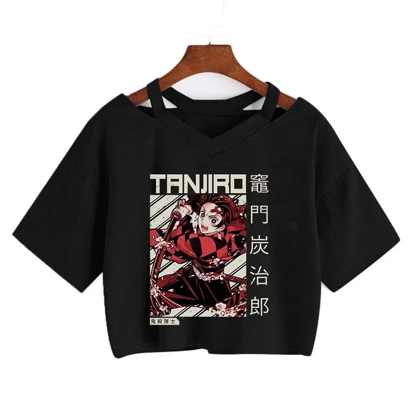 Demon Slayer T Shirt Nezuko Tshirt Women Kimetsu No Yaiba Crop Top