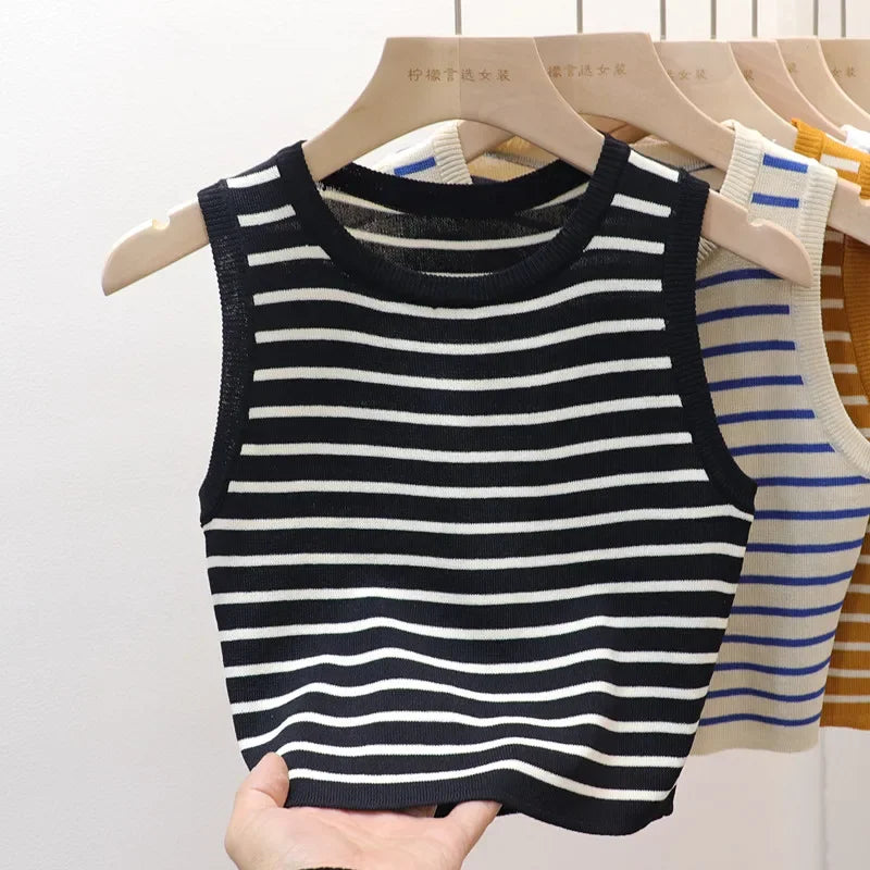 Summer Spring Striped Tank Tops Women