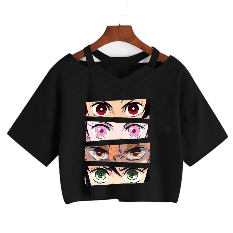 Demon Slayer T Shirt Nezuko Tshirt Women Kimetsu No Yaiba Crop Top