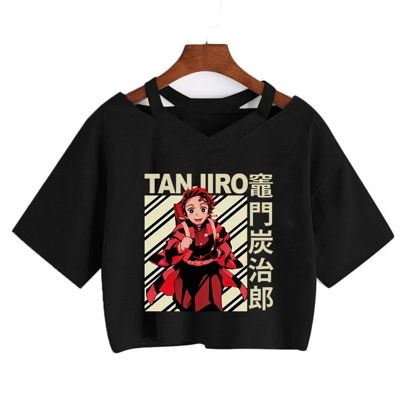 Demon Slayer T Shirt Nezuko Tshirt Women Kimetsu No Yaiba Crop Top