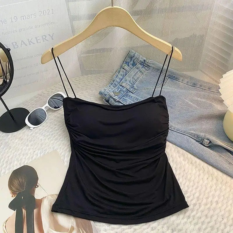 Summer Tank Tops Women With Built In Bra Spaghetti Strap Tanks
