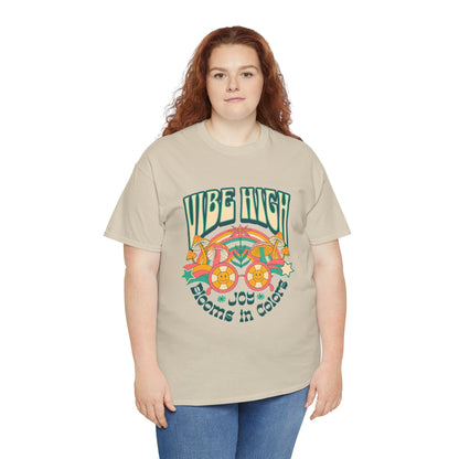 Vibe High women's Heavy Cotton Tee | Retro Graphic Tee for Music Lovers, Festival Wear, Casual Outfits, Gift Idea
