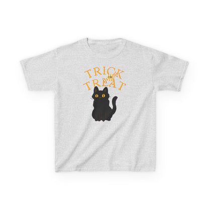 Halloween Cat Tee, Trick or Treat Girl Shirts, Spooky Kids Apparel, Fun Halloween Outfit, Cat Lover Gift