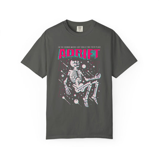 Galactic Skeleton T-shirt, Adrift in Space Shirt, Fashionable Streetwear, Perfect for Halloween & Music Lovers