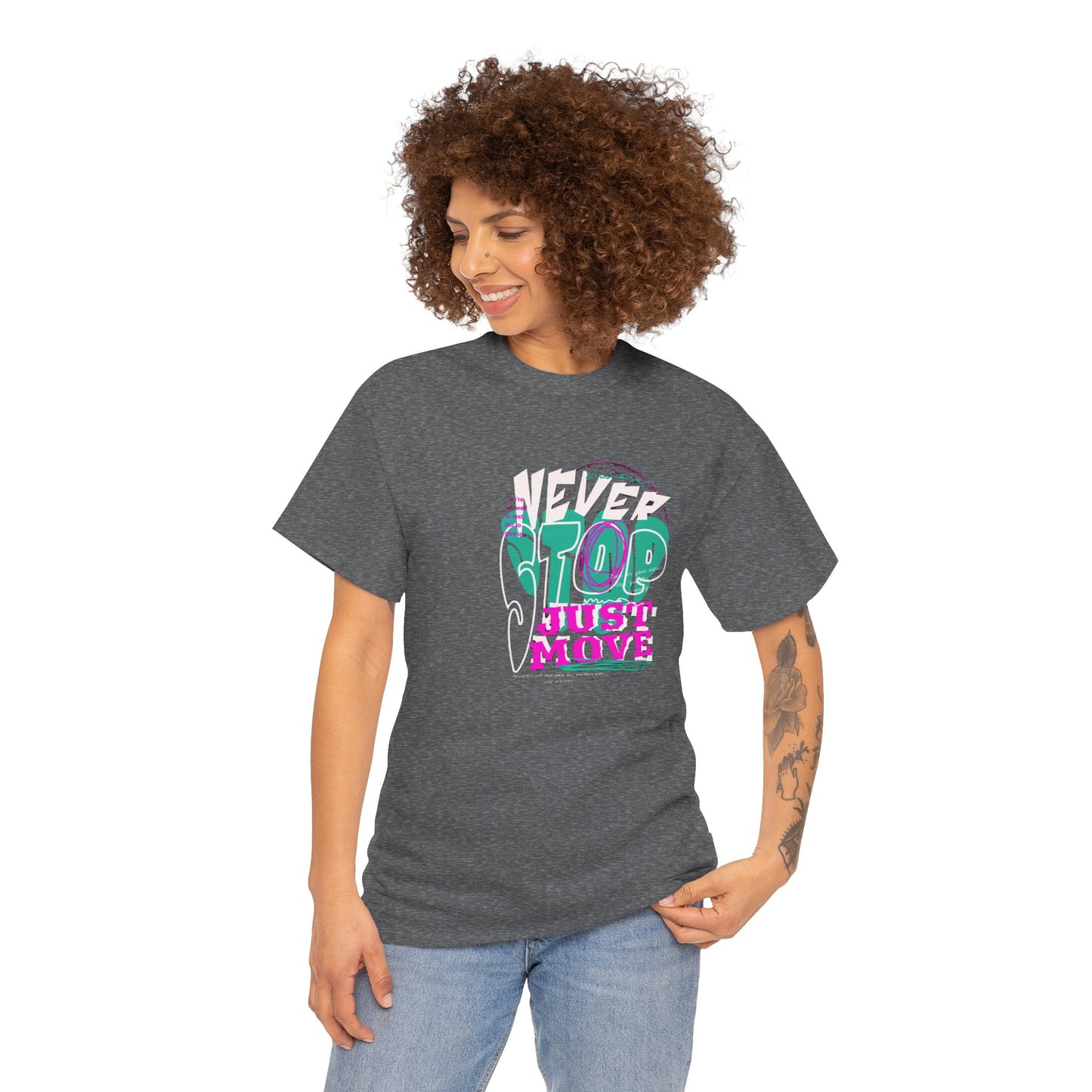 Never Stop, Just Move - Unisex Heavy Cotton Tee, Casual Workout Shirt, Motivational Graphic Tee, Gift for Fitness Lovers, Cool [...]
