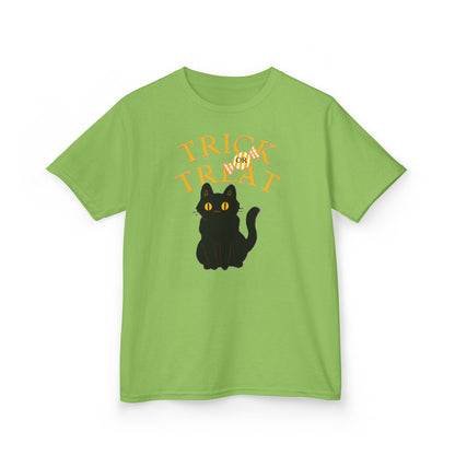 Halloween Cat Tee, Trick or Treat Girl Shirts, Spooky Kids Apparel, Fun Halloween Outfit, Cat Lover Gift