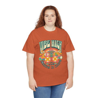 Vibe High women's Heavy Cotton Tee | Retro Graphic Tee for Music Lovers, Festival Wear, Casual Outfits, Gift Idea