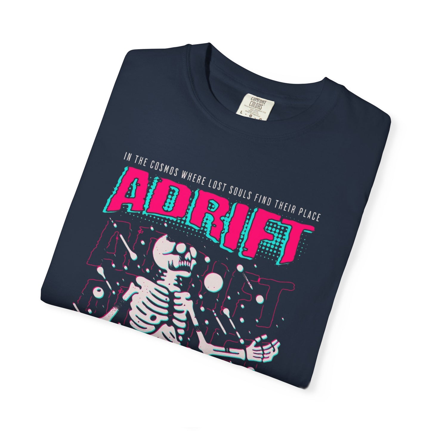 Galactic Skeleton T-shirt, Adrift in Space Shirt, Fashionable Streetwear, Perfect for Halloween & Music Lovers