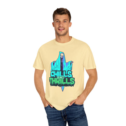 Chills and Thrills Graphic T-Shirt, Halloween Shirt, Unisex Tee, Spooky Shirt, Casual Wear, Perfect for Fall Celebrations
