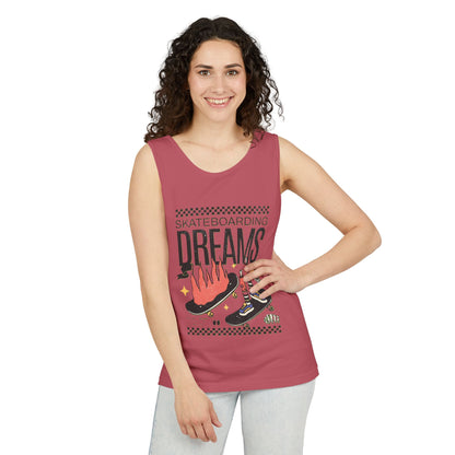 Skateboarding Dreams Tank Top, Unisex Summer Top, Skateboarder Gift, Beach Wear, Casual Outfit, Skate Culture Apparel