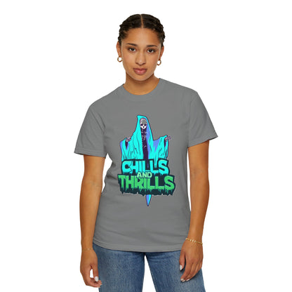 Chills and Thrills Graphic T-Shirt, Halloween Shirt, Unisex Tee, Spooky Shirt, Casual Wear, Perfect for Fall Celebrations