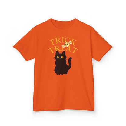 Halloween Cat Tee, Trick or Treat Girl Shirts, Spooky Kids Apparel, Fun Halloween Outfit, Cat Lover Gift