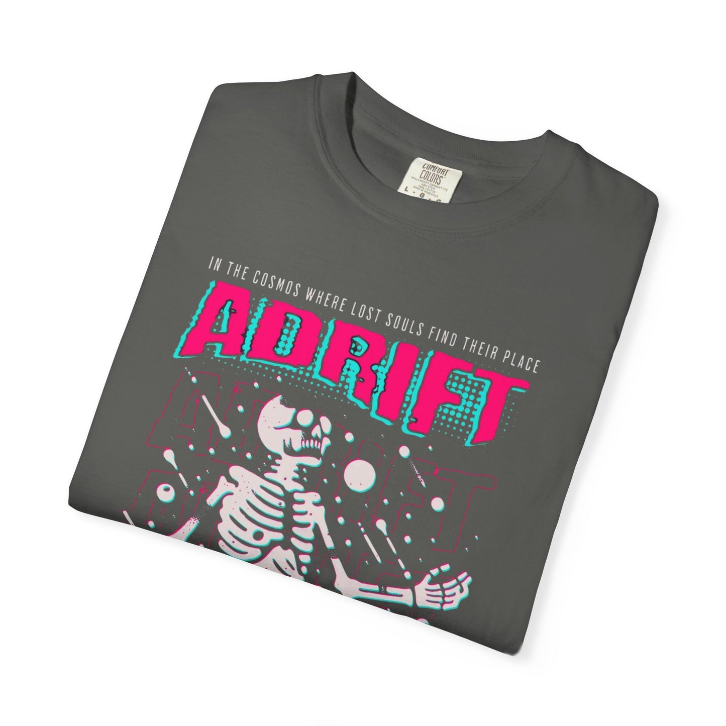 Galactic Skeleton T-shirt, Adrift in Space Shirt, Fashionable Streetwear, Perfect for Halloween & Music Lovers