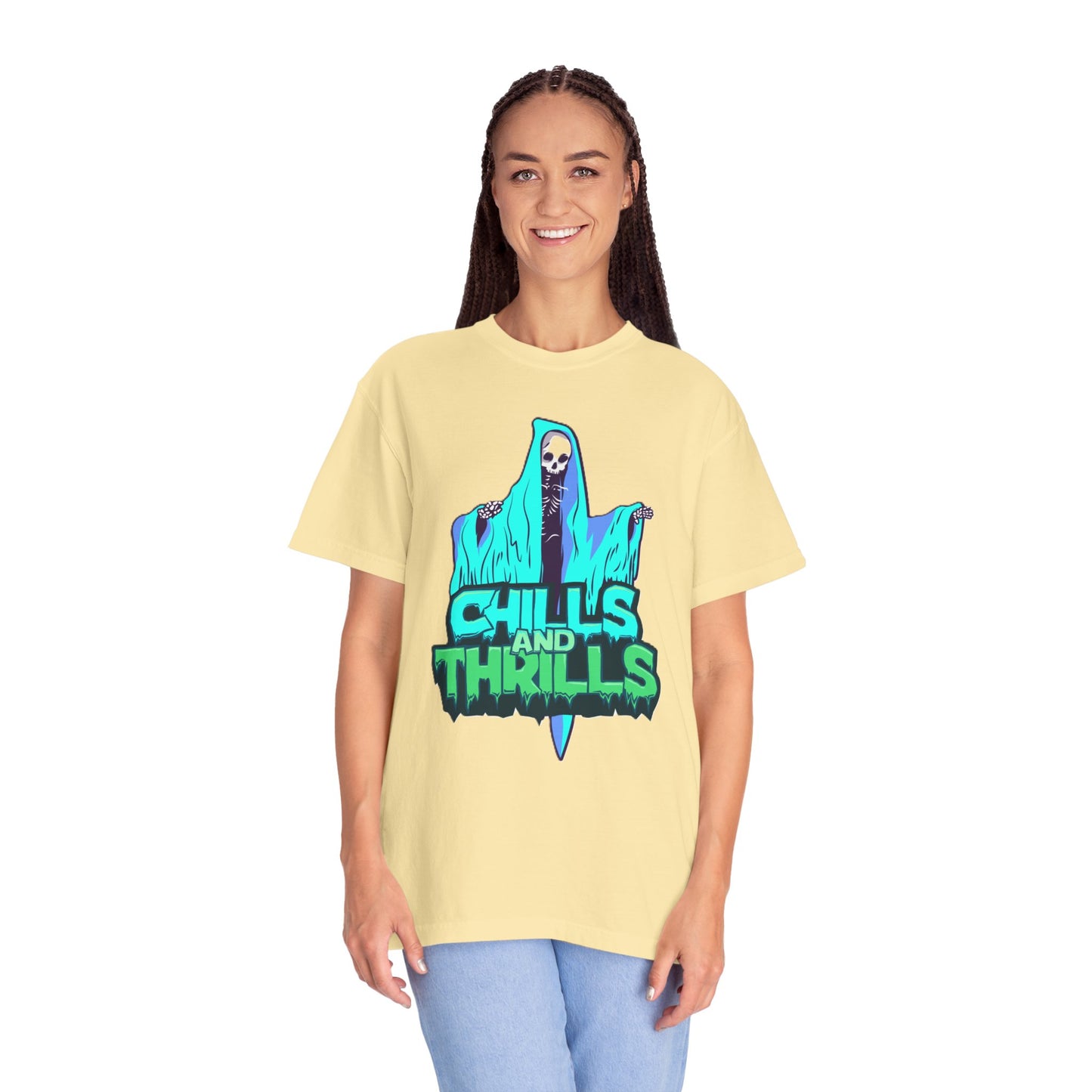 Chills and Thrills Graphic T-Shirt, Halloween Shirt, Unisex Tee, Spooky Shirt, Casual Wear, Perfect for Fall Celebrations