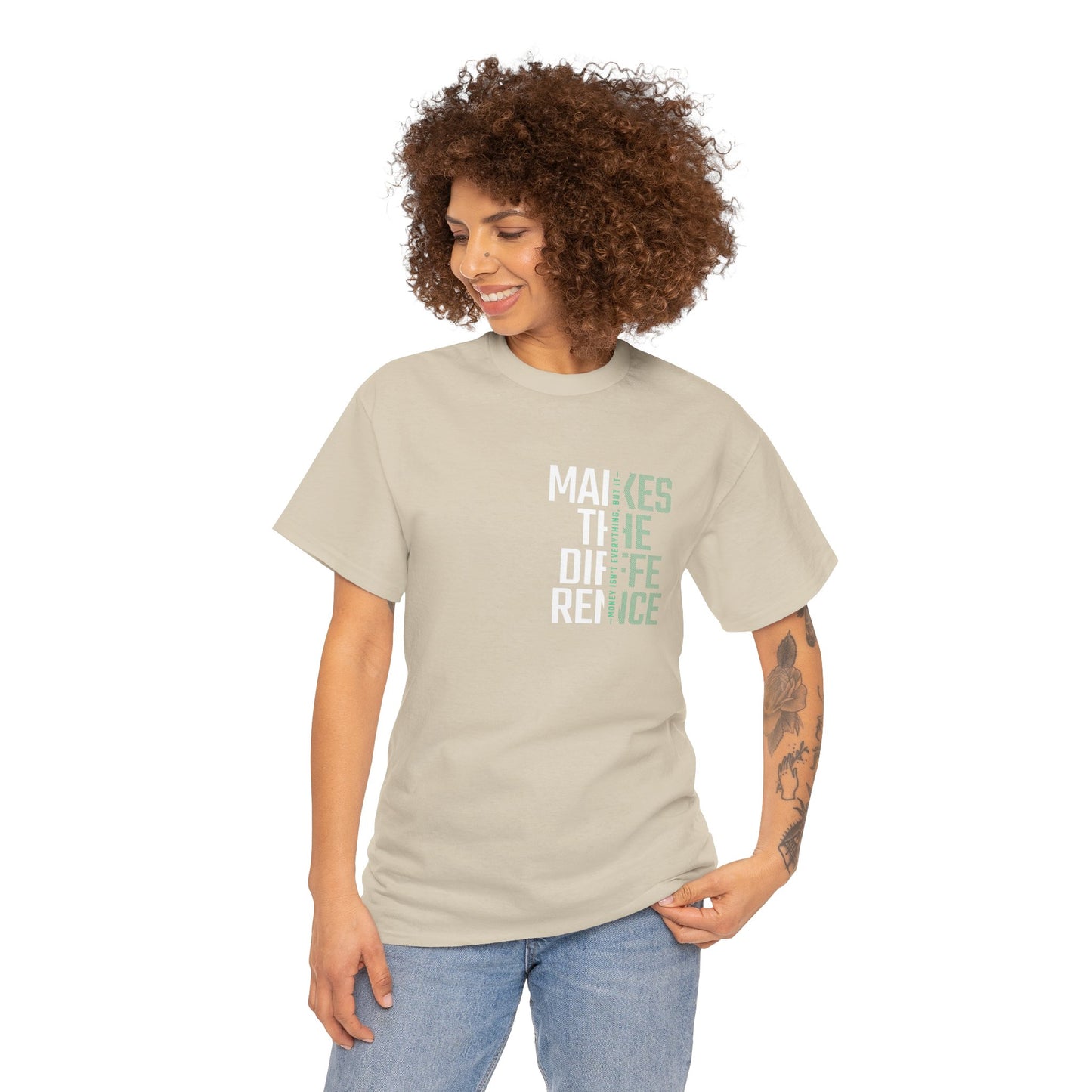 Make a Difference Unisex Heavy Cotton Tee, Motivational Shirt, Casual Wear, Gift for Friends, Inspirational Fashion