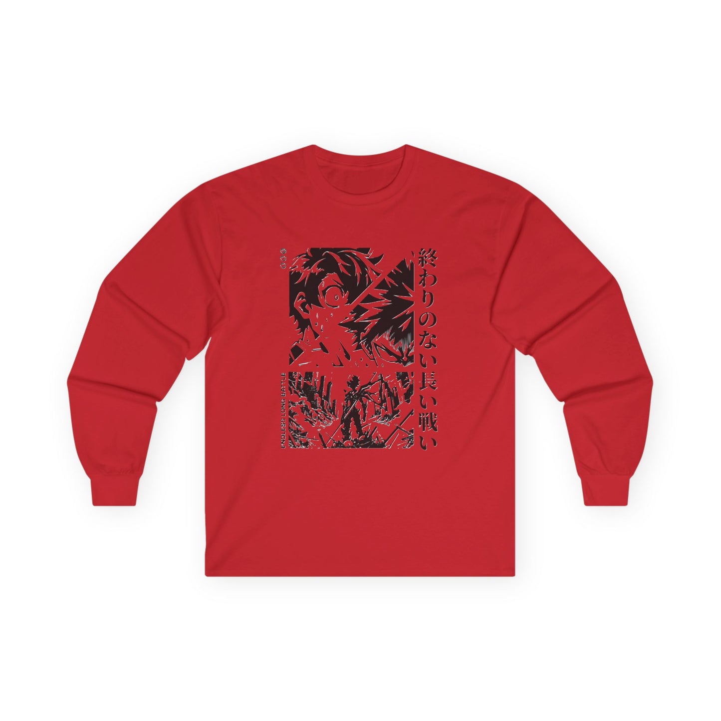 Anime-Inspired Long Sleeve Tee with Japanese Text, Trendy Shirt for Fans, Gift for Birthdays, Casual Wear, Unique Fashion