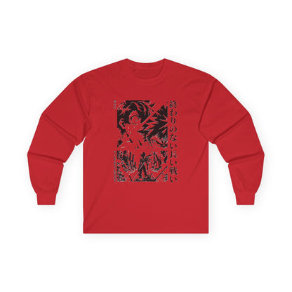 Anime-Inspired Long Sleeve Tee with Japanese Text, Trendy Shirt for Fans, Gift for Birthdays, Casual Wear, Unique Fashion