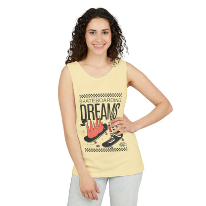 Skateboarding Dreams Tank Top, Unisex Summer Top, Skateboarder Gift, Beach Wear, Casual Outfit, Skate Culture Apparel