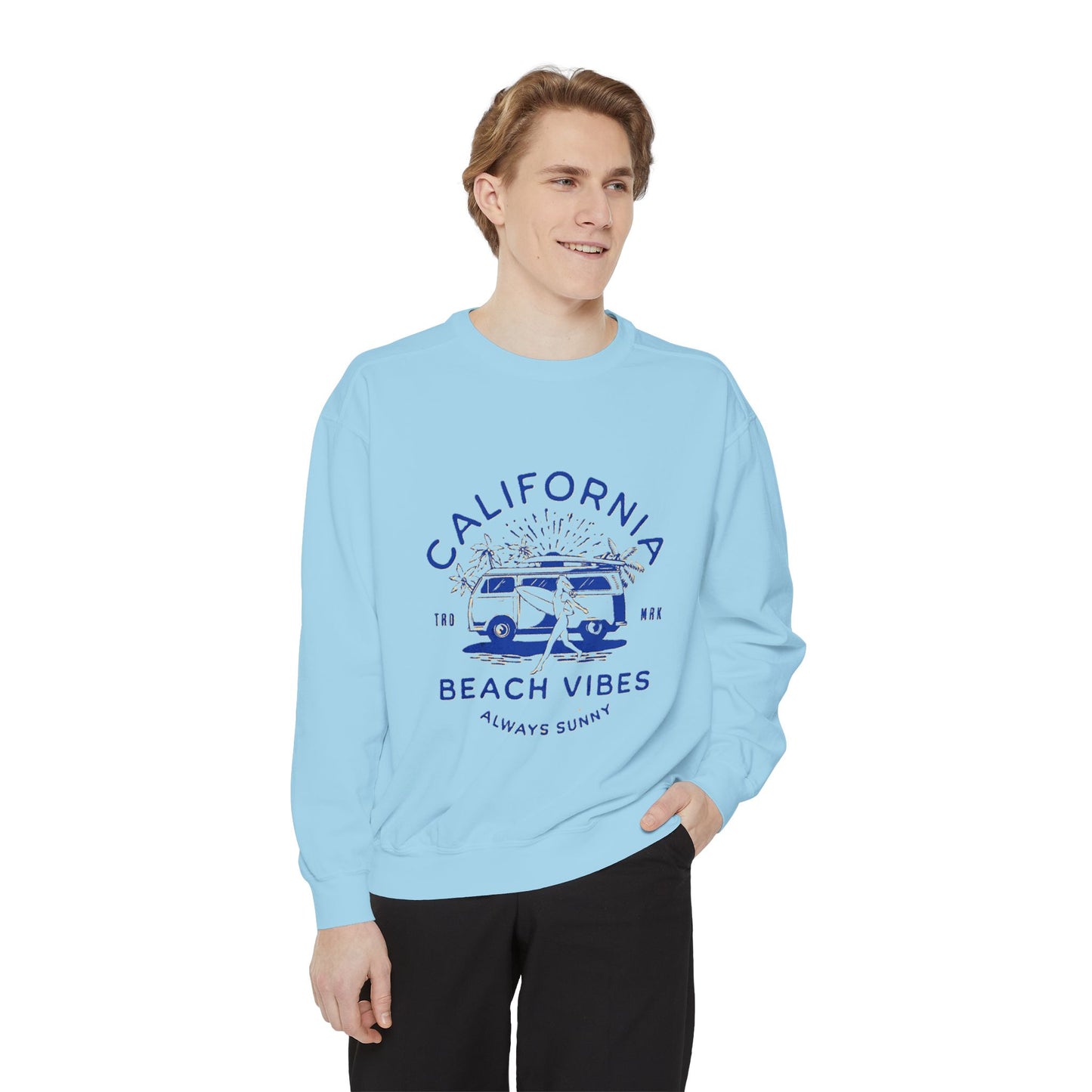 California Beach Vibes Sweatshirt, Cozy Beach Hoodie, Summer Casual Wear, Gift for Beach Lovers, Unisex Relaxed Fit Sweater