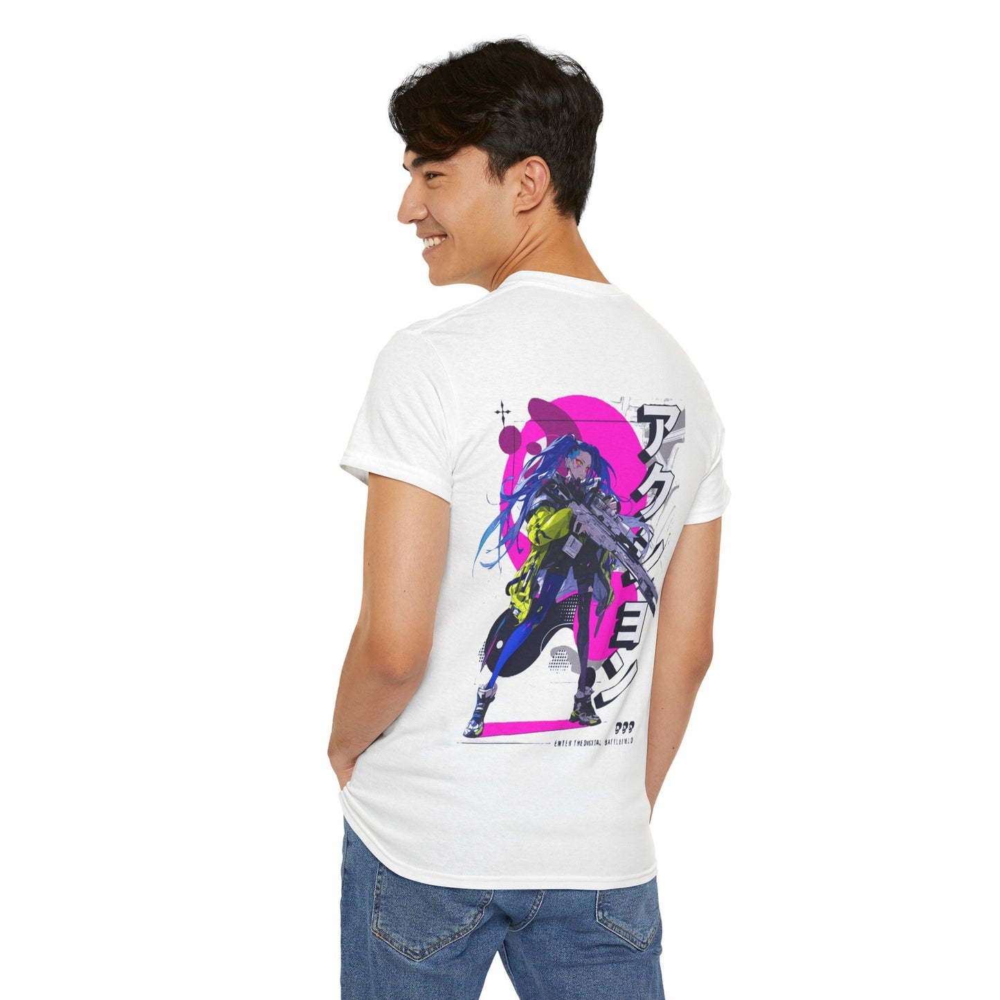 Anime Graphic Tee, Man's Cotton T-Shirt, Retro Aesthetic Apparel, Casual Streetwear, Gift for Fans