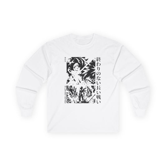 Anime-Inspired Long Sleeve Tee with Japanese Text, Trendy Shirt for Fans, Gift for Birthdays, Casual Wear, Unique Fashion