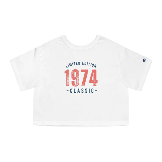 Limited Edition 1974 Cropped T-Shirt for Trendy Women, Vintage Style Tee, Retro Fashion Top, Casual Summer Wear, Perfect Gift