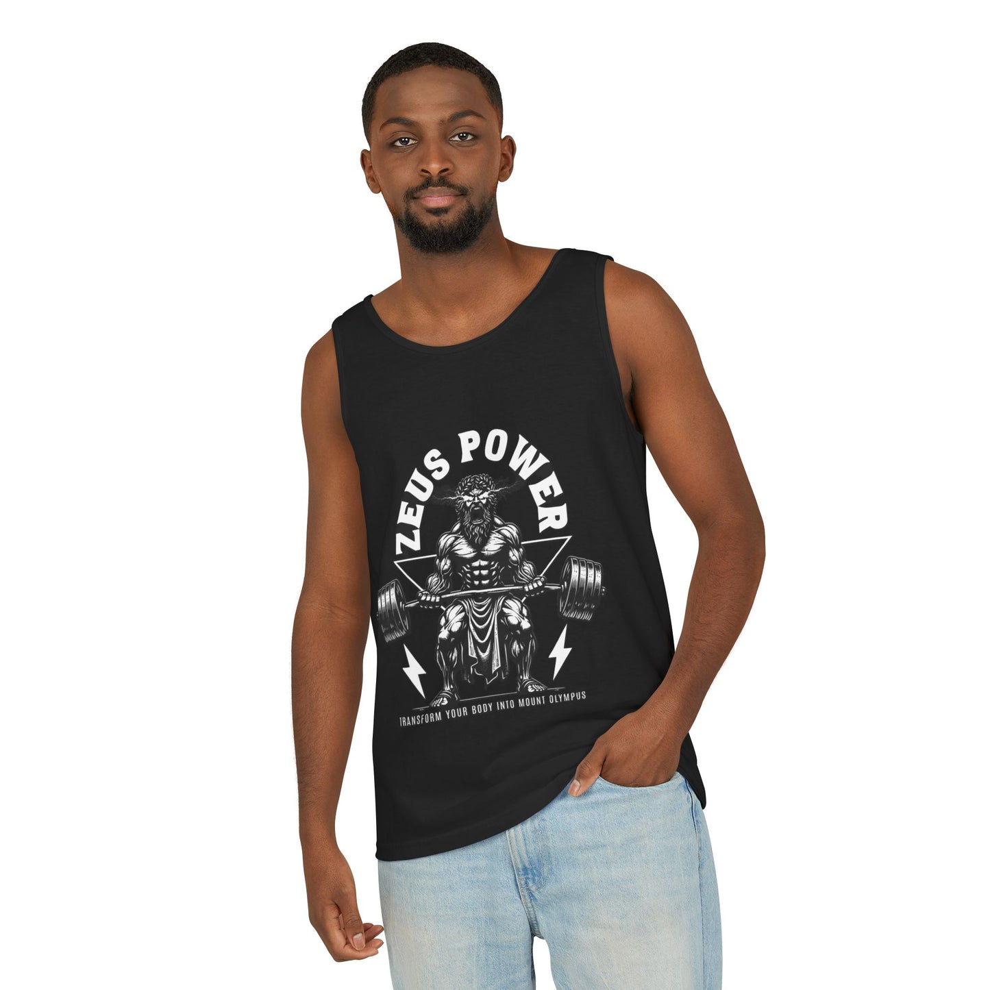 Zeus Power Men's Tank Top | Fitness Apparel, Workout Gear, Muscle Shirt, Gym Wear, Gift for Fitness Enthusiasts