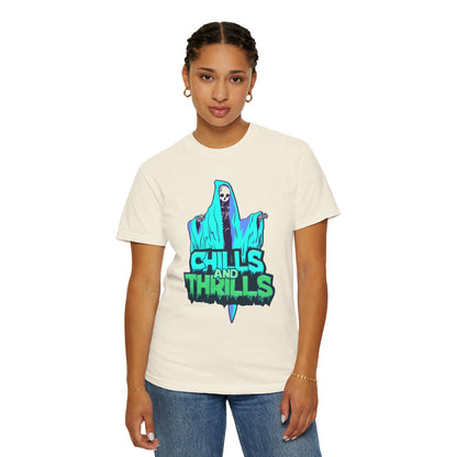 Chills and Thrills Graphic T-Shirt, Halloween Shirt, Unisex Tee, Spooky Shirt, Casual Wear, Perfect for Fall Celebrations