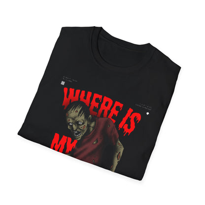 Zombie Halloween T-Shirt, Where is My Candy? Graphic Tee, Unisex Softstyle Tee, Horror T-Shirt, Spooky Costume Apparel