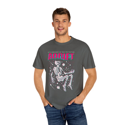 Galactic Skeleton T-shirt, Adrift in Space Shirt, Fashionable Streetwear, Perfect for Halloween & Music Lovers