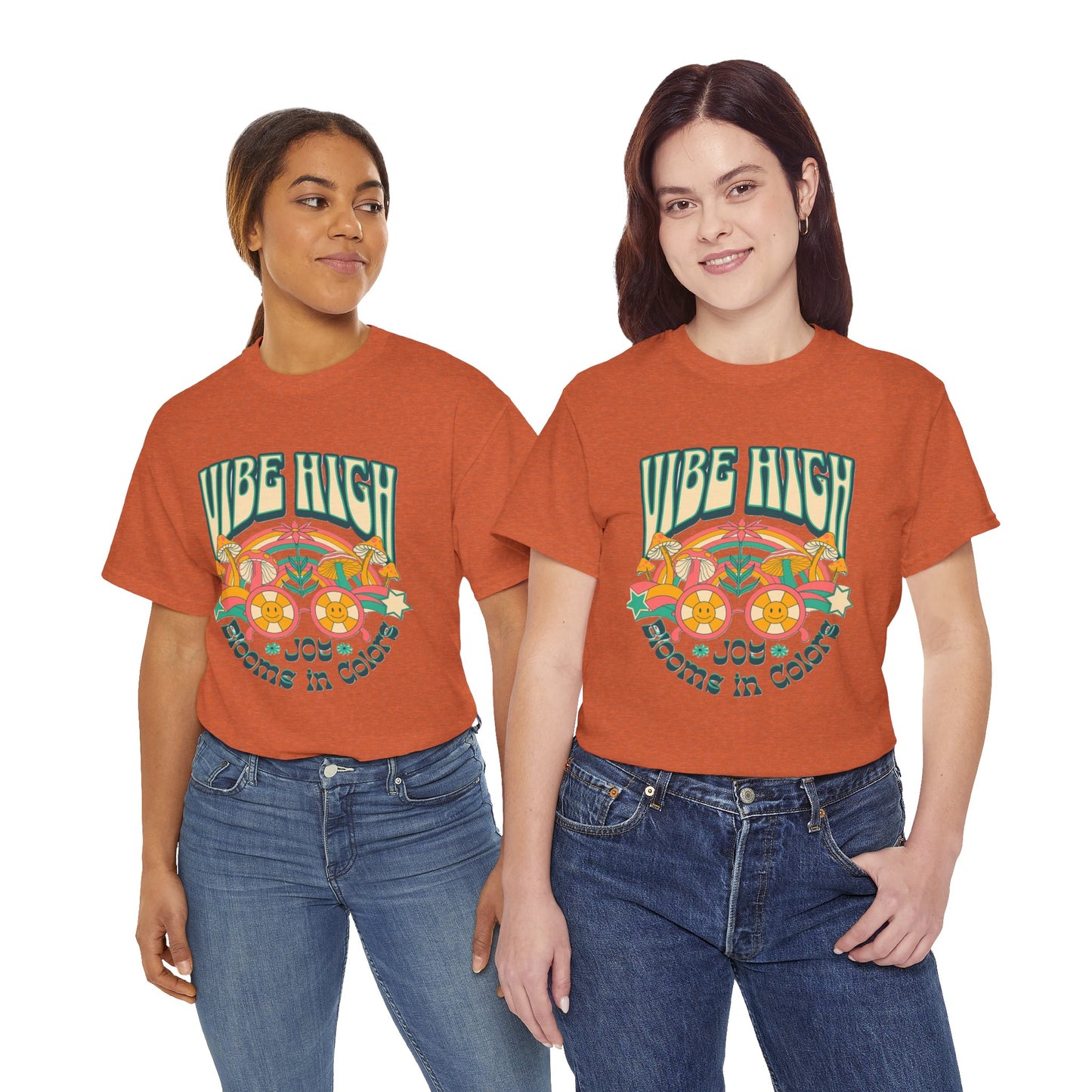 Vibe High women's Heavy Cotton Tee | Retro Graphic Tee for Music Lovers, Festival Wear, Casual Outfits, Gift Idea