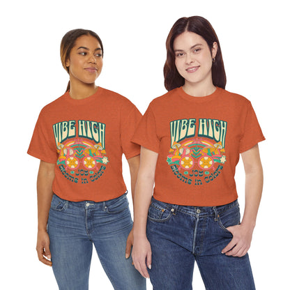 Vibe High women's Heavy Cotton Tee | Retro Graphic Tee for Music Lovers, Festival Wear, Casual Outfits, Gift Idea