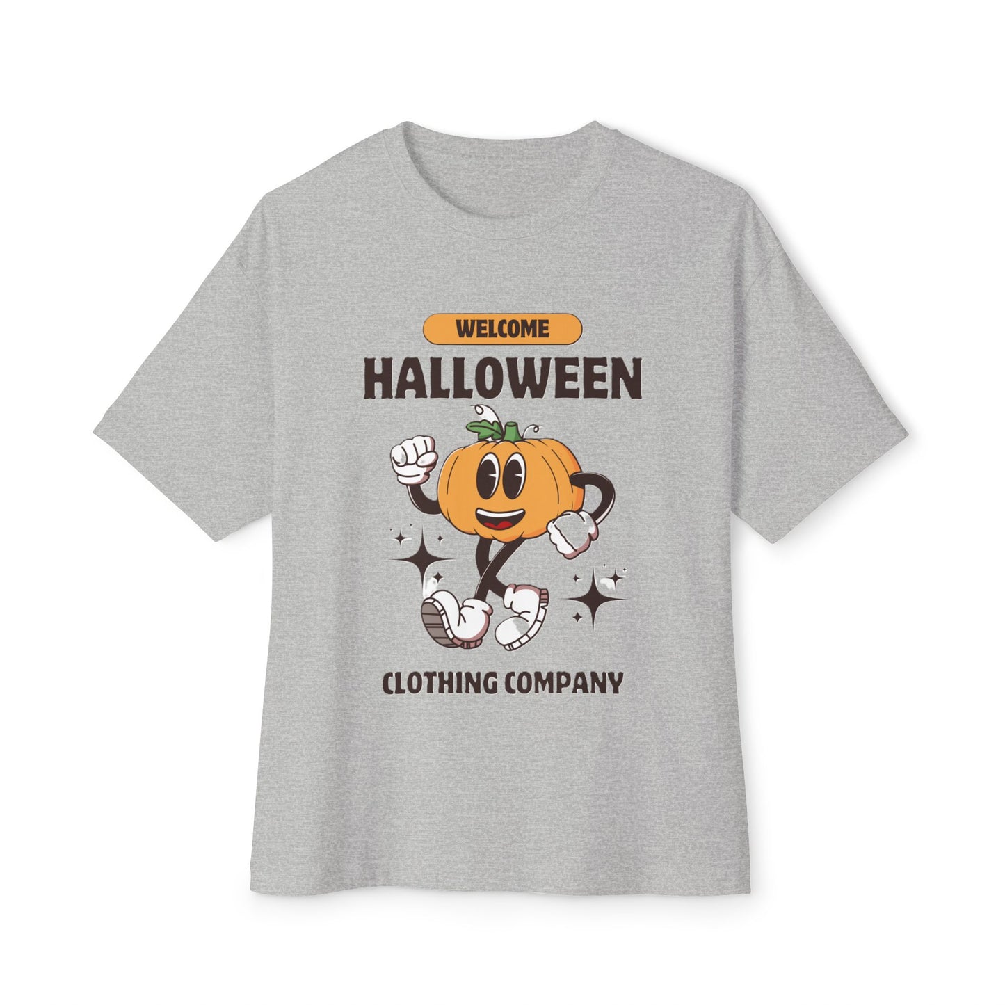 Welcome Halloween Unisex Oversized Boxy Tee | Cute Pumpkin Tee, Fall Apparel, Halloween Party Shirt, Cozy Graphic Tee