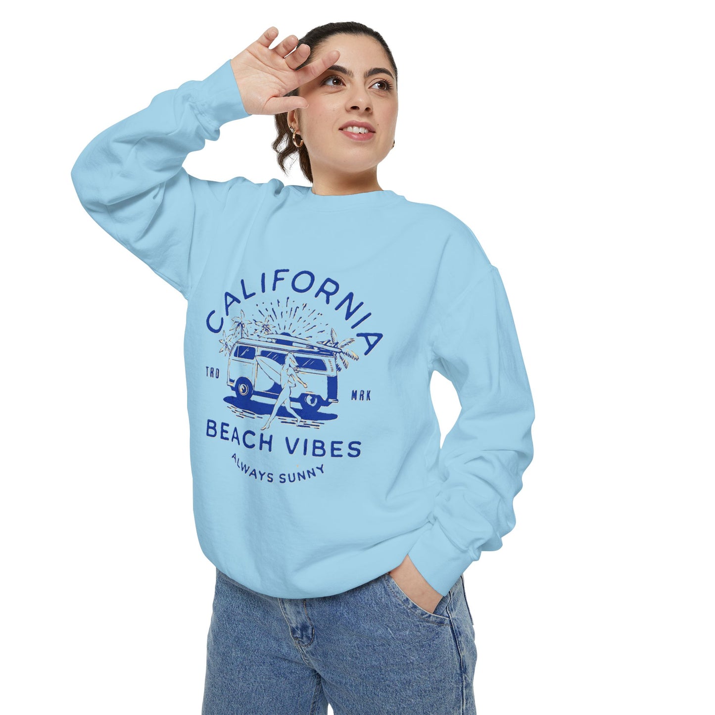California Beach Vibes Sweatshirt, Cozy Beach Hoodie, Summer Casual Wear, Gift for Beach Lovers, Unisex Relaxed Fit Sweater