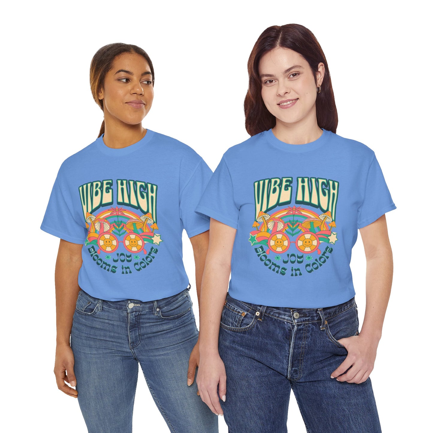 Vibe High women's Heavy Cotton Tee | Retro Graphic Tee for Music Lovers, Festival Wear, Casual Outfits, Gift Idea
