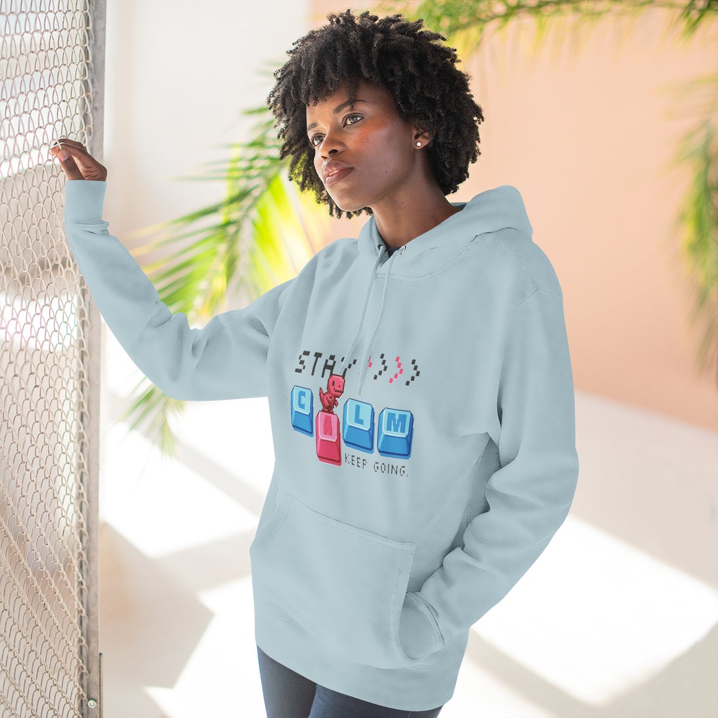 Stay Calm Fleece Hoodie, Cozy Sweatshirt for Relaxation, Gifts for Him/Her, Motivational Apparel, Perfect for Fall/Winter