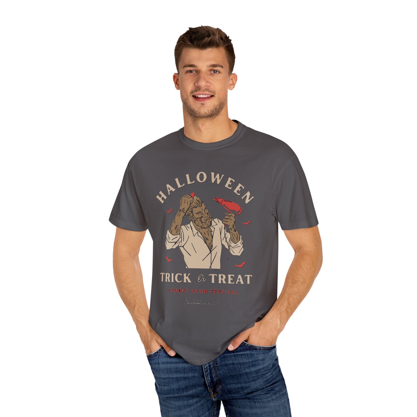 Halloween Trick or Treat Men T-Shirt, Spooky Shirt, Autumn Apparel, Fall Fashion, Halloween Costume, Trick or Treat Tee