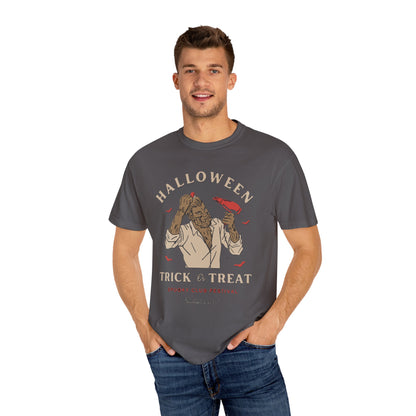 Halloween Trick or Treat Men T-Shirt, Spooky Shirt, Autumn Apparel, Fall Fashion, Halloween Costume, Trick or Treat Tee